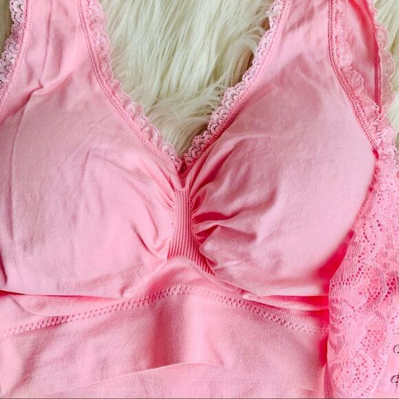 Nwt Pink Lift Wireless Front X Buckle Lace Bralette - Picture 12 of 16